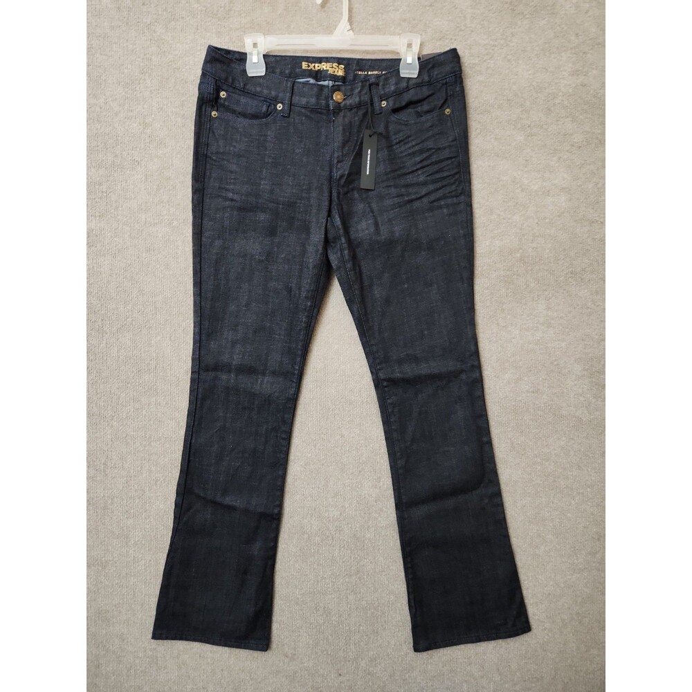 Express Stella Barely Boot Cut Jeans Womens 10 Blue Dark Wash Low Rise NEW